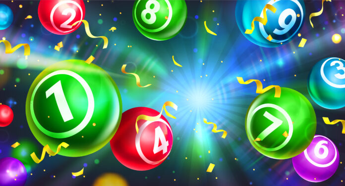 realistic lotto falling colourful balls with numbers